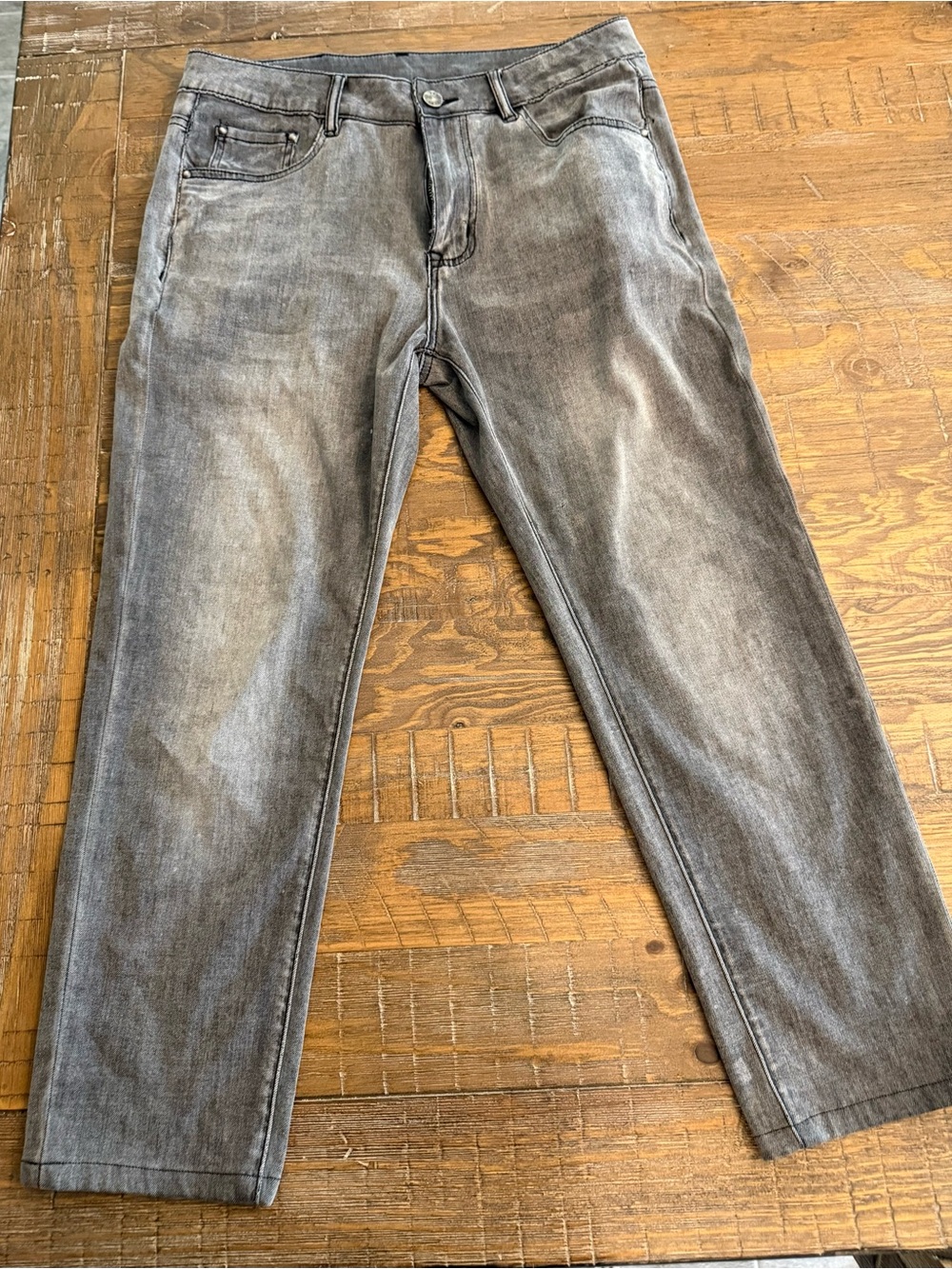Grey Washed Jeans - Classic Straight Fit
